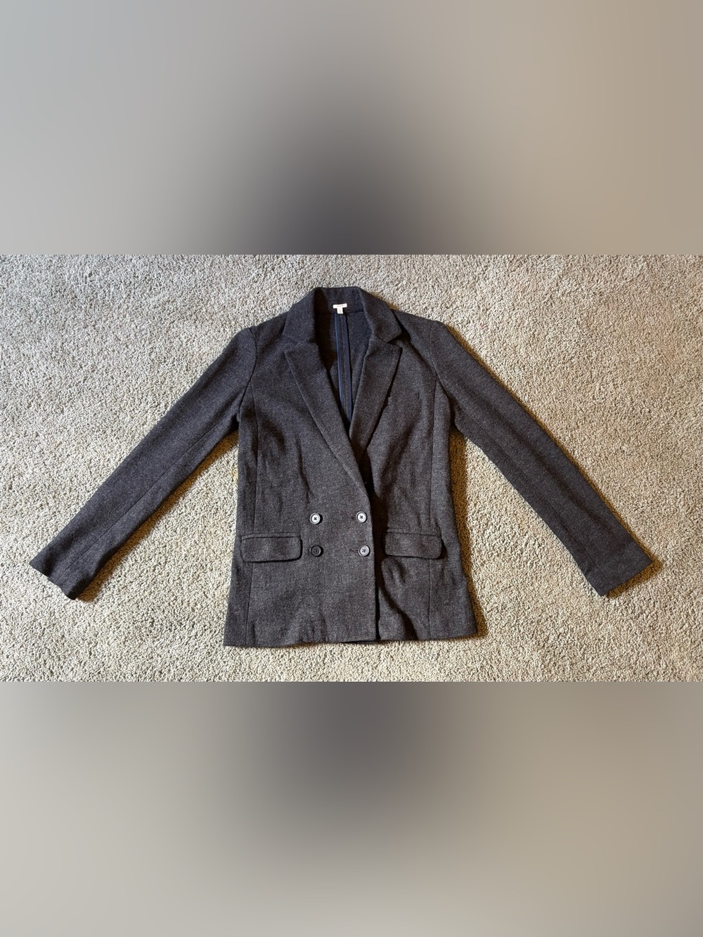 J.Crew Wool Blazer Womens Grey Double Breasted Jacket Size 2 Preppy Academia